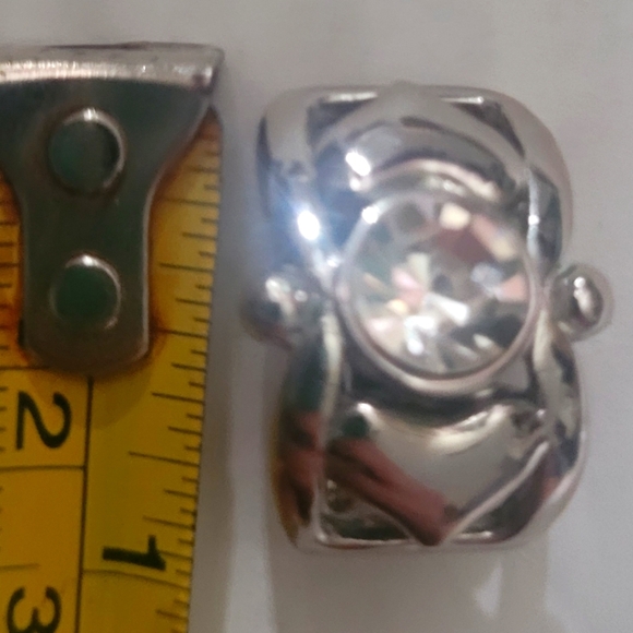 Earrings clip silver plated setting brilliant round cut cubic zirconia - Picture 3 of 3